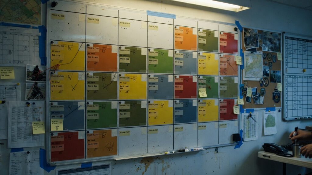 Wall planner in an operations room